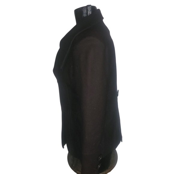 Women's Double-Breasted Coat - Black - Picture 5 of 7